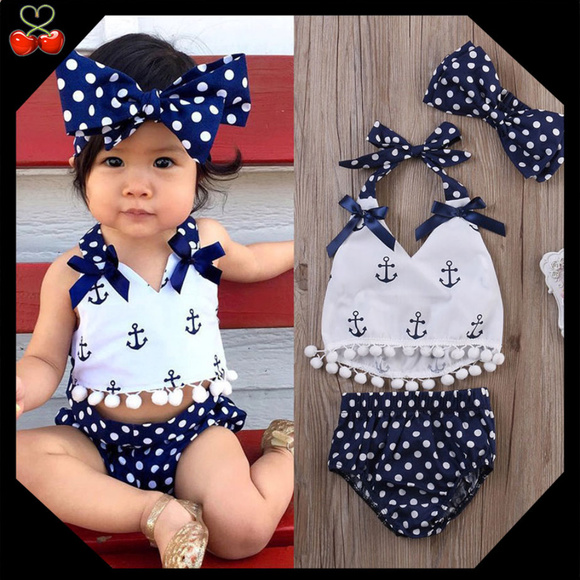Mary's Cherries Boutique Other - 🍒3 Piece Headband + Top + Shorts ⚓ Anchor Outfit